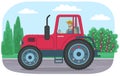 Agricultural machine for cultivation. Man driving tractor. Farming machine for working in field Royalty Free Stock Photo