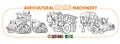 Agricultural machinery cute cars coloring book set