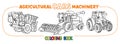 Agricultural machinery funny cars coloring book set Royalty Free Stock Photo