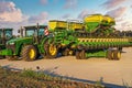 Agricultural machinery in parking lot