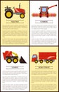 Agricultural Machinery Set, Cartoon Vector Banner