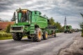 Agricultural machinery, tractor, combine on the road