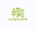 Agricultural machinery work logo design. Agricultural cultivating field, preparing land vector design Royalty Free Stock Photo