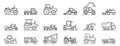 Agricultural machines icons set, outline style