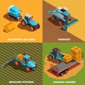 Agricultural Machines Isometric Concept Icons Set