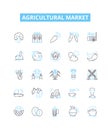 Agricultural market vector line icons set. Farming, Agriculture, Crop, Livelihood, Produce, Prices, Trade illustration