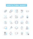 Agricultural market vector line icons set. Farming, Agriculture, Crop, Livelihood, Produce, Prices, Trade illustration