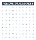 Agricultural market vector line icons set. Farming, Agriculture, Crop, Livelihood, Produce, Prices, Trade illustration