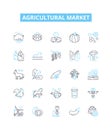 Agricultural market vector line icons set. Farming, Agriculture, Crop, Livelihood, Produce, Prices, Trade illustration