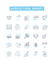 Agricultural market vector line icons set. Farming, Agriculture, Crop, Livelihood, Produce, Prices, Trade illustration