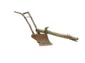 Agricultural old manual plow isolated over white Royalty Free Stock Photo