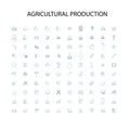 agricultural production icons, signs, outline symbols, concept linear illustration line collection Royalty Free Stock Photo