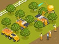 Agricultural Robots Isometric Composition