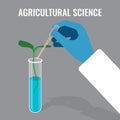 Agricultural science concept showing sprout in glass tube