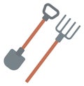 Agricultural shovel and pitchfork.