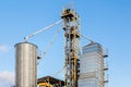 Agricultural Silos. Building Exterior. Storage and drying of grains, wheat, corn, soy Royalty Free Stock Photo
