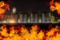 Agricultural Silos burned out at night time Royalty Free Stock Photo