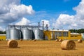 Agricultural Silos. Grain elevator. Storage and drying of grains, wheat, corn. Agribusiness concept Royalty Free Stock Photo
