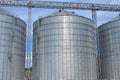 Agricultural Silos. Metal grain facility with silos.