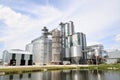 Agricultural Silos. Metal grain facility with silos.