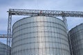 Agricultural Silos. Metal grain facility with silos.