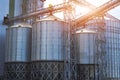 Agricultural Silos. Metal grain facility with silos.