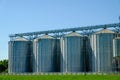 Agricultural Silos. Storage and drying of grains, wheat, corn. Harvesting Royalty Free Stock Photo