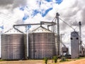 Agricultural silver silo in Mato Grosso State, Brazil Royalty Free Stock Photo