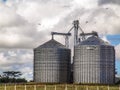 Agricultural silver silo in Mato Grosso State Royalty Free Stock Photo