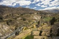 Agricultural terraces and Colca river. Arequipa, Peru