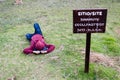 Agricultural terraces in the Sacred Valley. Tourist resting in Moray in Cusco, Sacred Valley, Peru