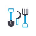 Agricultural tools linear icon concept. Agricultural tools line vector sign, symbol, illustration.