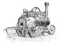 Agricultural Traction Engine, vintage engraving