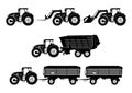 Silhouettes of modern tractor. Royalty Free Stock Photo