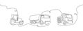 Agricultural transport continuous line drawing set. One line art of freight transport, tractor, truck. Royalty Free Stock Photo