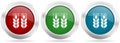 Agricultural vector icon set. Red, blue and green silver metallic web buttons with chrome border Royalty Free Stock Photo