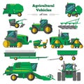 Agricultural Vehicles Flat Icons Set