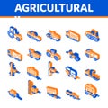 Agricultural Vehicles Vector Isometric Icons Set Royalty Free Stock Photo