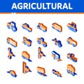 Agricultural Vehicles Vector Isometric Icons Set Royalty Free Stock Photo