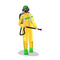 Agricultural Worker Spraying Pesticide Cartoon Vector Illustration