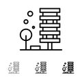 Agriculture, Architecture, Building, City, Environment Bold and thin black line icon set Royalty Free Stock Photo