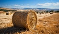 Agriculture beauty in nature rolled up hay bales in meadow generated by AI Royalty Free Stock Photo