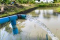 Agriculture blue pipe with groundwater gushing