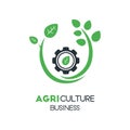 Agriculture Business Vector Logo Template With Green Leaf And Un