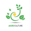 Agriculture Business Vector Logo Template. Unique Green Leaf Wit