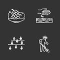 Agriculture chalk icons set