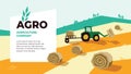 Agriculture design template. Vector illustrations of agriculture with tractor Royalty Free Stock Photo