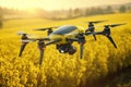 Agriculture drone fly on fields. ai generated