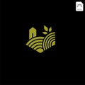 agriculture eco green line art logo template icon element
