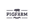 Agriculture with farm animals pigs grunge icon logo design. Design for farming company with agricultural field.